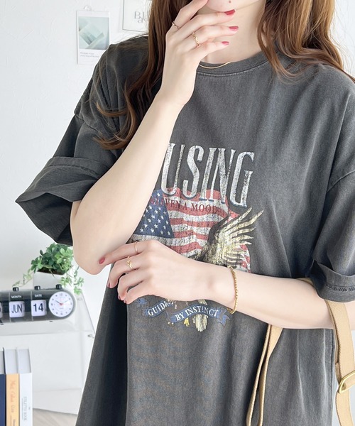 《Javaジャバコラボ》大人のラフスタイル。綿100%ピグメント加工グラフィックワンピース