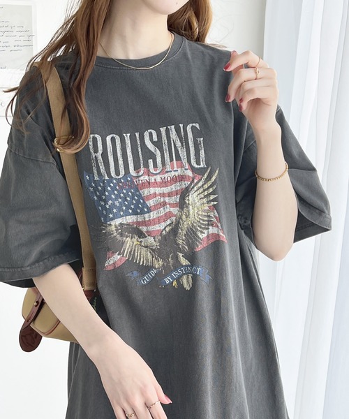 《Javaジャバコラボ》大人のラフスタイル。綿100%ピグメント加工グラフィックワンピース