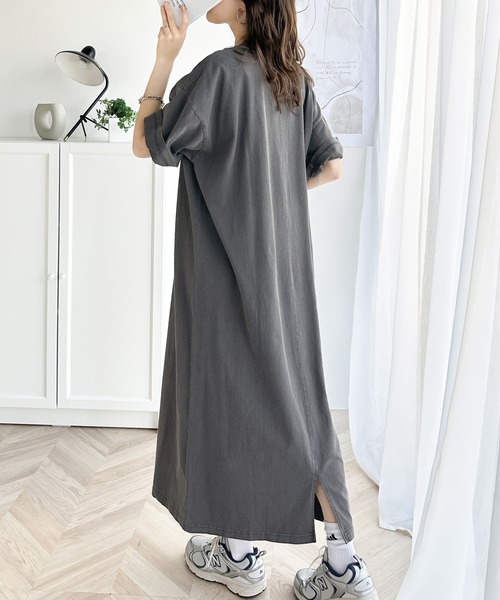 《Javaジャバコラボ》大人のラフスタイル。綿100%ピグメント加工グラフィックワンピース