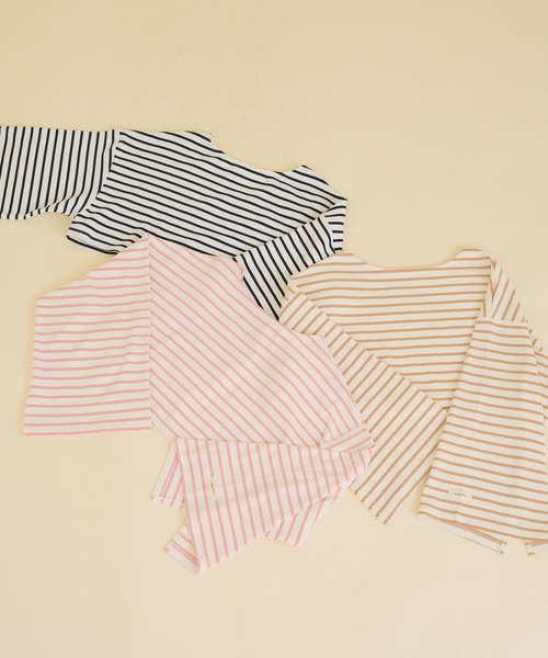 moulis'(ムーリス)の「ワイドスリーブボーダーロンT(Tシャツ/カットソー・レディース・ベビーピンク/ベージュ/ネイビー・MEDIUM/LARGE/LL)」の18枚目の写真