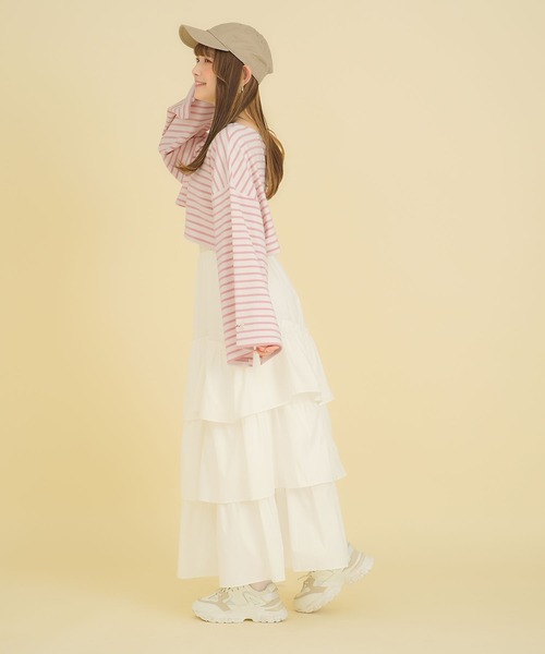 moulis'(ムーリス)の「ワイドスリーブボーダーロンT(Tシャツ/カットソー・レディース・ベビーピンク/ベージュ/ネイビー・MEDIUM/LARGE/LL)」の12枚目の写真