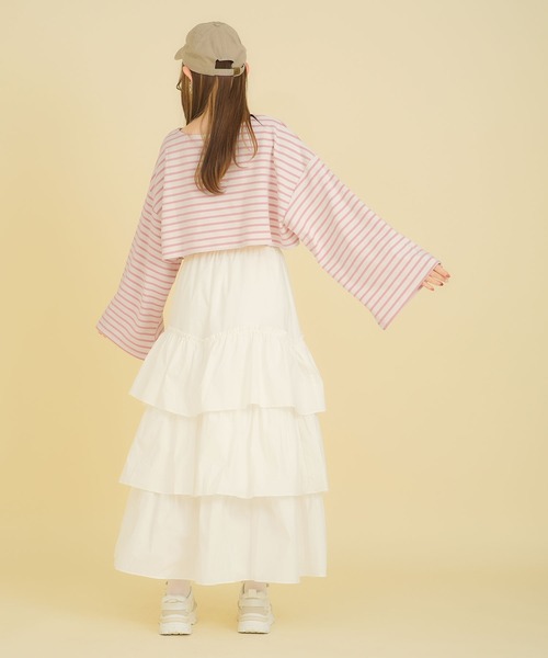 moulis'(ムーリス)の「ワイドスリーブボーダーロンT(Tシャツ/カットソー・レディース・ベビーピンク/ベージュ/ネイビー・MEDIUM/LARGE/LL)」の13枚目の写真