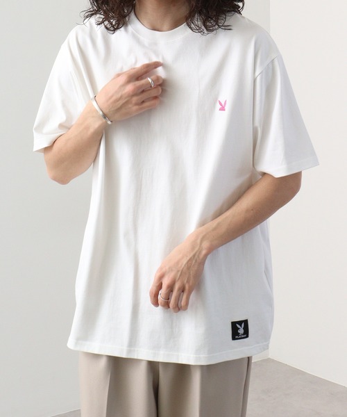 PLAYBOY（プレイボーイ）の「PLAYBOYTシャツ（Tシャツ/カットソー・メンズ・ホワイト系1/ホワイト系6/ホワイト系4/ホワイト系5/ホワイト系3/ホワイト系2・L/M/XL）」の4枚目の写真