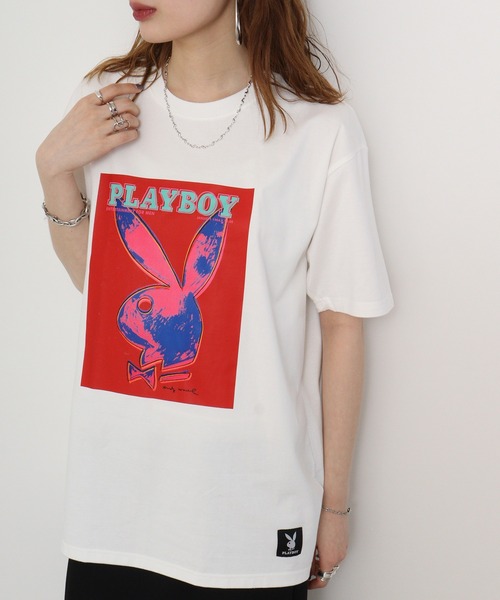 PLAYBOY（プレイボーイ）の「PLAYBOYTシャツ（Tシャツ/カットソー・メンズ・ホワイト系1/ホワイト系6/ホワイト系4/ホワイト系5/ホワイト系3/ホワイト系2・L/M/XL）」の2枚目の写真
