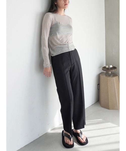 ENCIRCLE（エンサークル）の「【ENCIRCLE/エンサークル】Sheer top/シアートップス（Tシャツ/カットソー・レディース・ブラック/ライトグレー・FREE）」の13枚目の写真