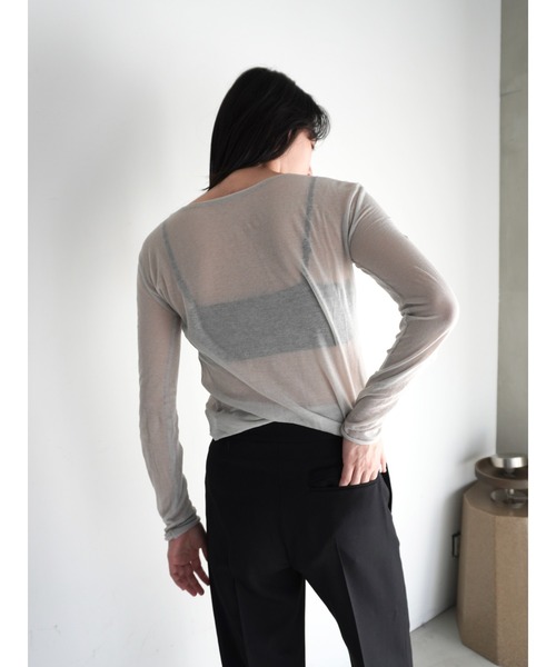 ENCIRCLE（エンサークル）の「【ENCIRCLE/エンサークル】Sheer top/シアートップス（Tシャツ/カットソー・レディース・ブラック/ライトグレー・FREE）」の14枚目の写真