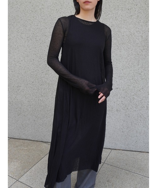 ENCIRCLE（エンサークル）の「【ENCIRCLE/エンサークル】Sheer top/シアートップス（Tシャツ/カットソー・レディース・ブラック/ライトグレー・FREE）」の22枚目の写真
