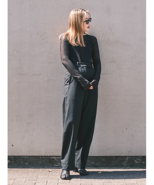 ENCIRCLE（エンサークル）の「【ENCIRCLE/エンサークル】Sheer top/シアートップス（Tシャツ/カットソー・レディース・ブラック/ライトグレー・FREE）」の19枚目の写真