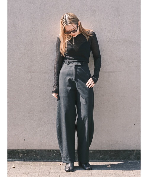 ENCIRCLE（エンサークル）の「【ENCIRCLE/エンサークル】Sheer top/シアートップス（Tシャツ/カットソー・レディース・ブラック/ライトグレー・FREE）」の18枚目の写真