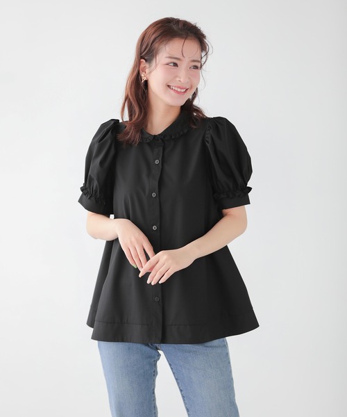 プチフリル襟Aラインブラウス(シャツ/ブラウス)|Fit more(フィットモア) プチフリル襟Aラインブラウス(シャツ/ブラウス)|Fit more(フィットモア)