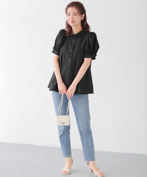 プチフリル襟Aラインブラウス(シャツ/ブラウス)|Fit more(フィットモア) プチフリル襟Aラインブラウス(シャツ/ブラウス)|Fit more(フィットモア)