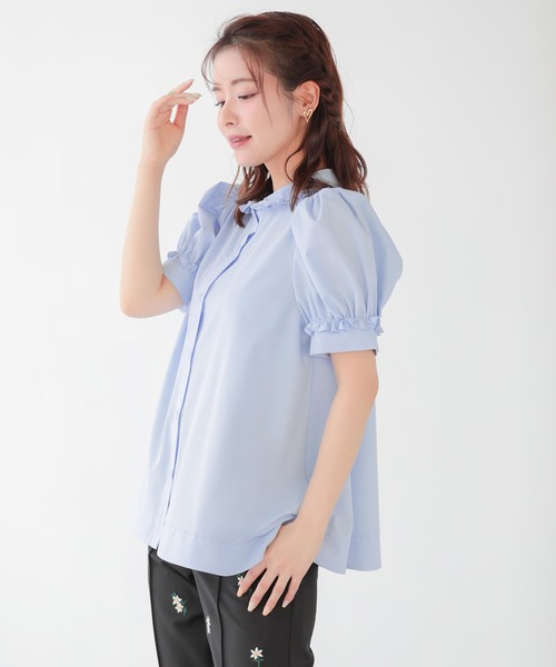 プチフリル襟Aラインブラウス(シャツ/ブラウス)|Fit more(フィットモア) プチフリル襟Aラインブラウス(シャツ/ブラウス)|Fit more(フィットモア)