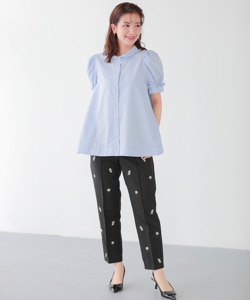 プチフリル襟Aラインブラウス(シャツ/ブラウス)|Fit more(フィットモア) プチフリル襟Aラインブラウス(シャツ/ブラウス)|Fit more(フィットモア)