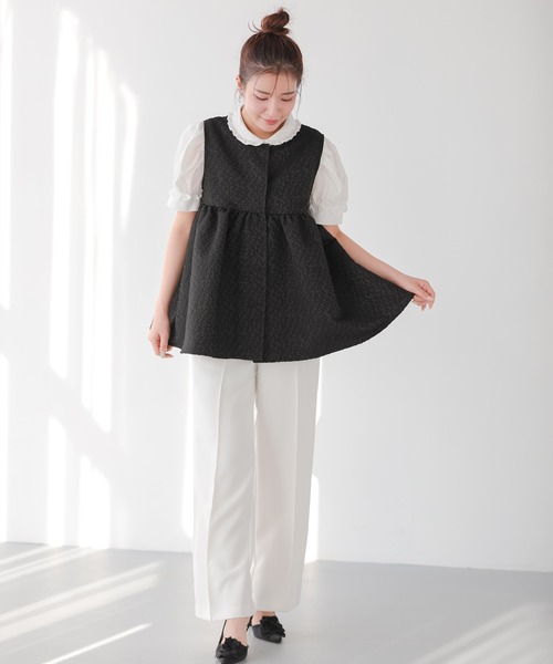 プチフリル襟Aラインブラウス(シャツ/ブラウス)|Fit more(フィットモア) プチフリル襟Aラインブラウス(シャツ/ブラウス)|Fit more(フィットモア)