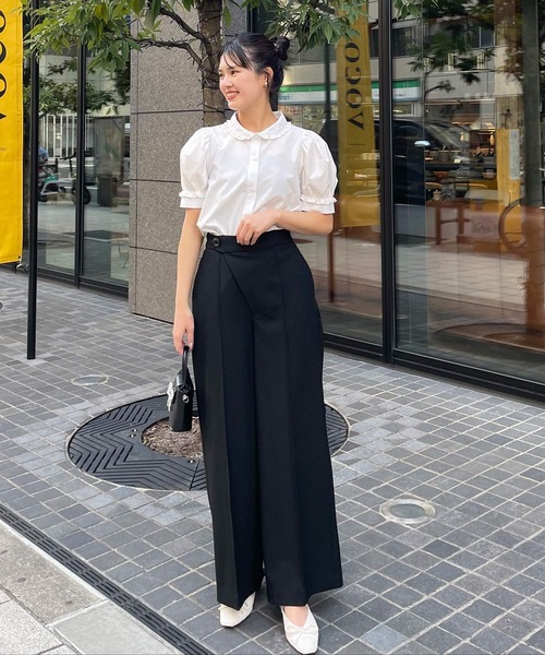 プチフリル襟Aラインブラウス(シャツ/ブラウス)|Fit more(フィットモア) プチフリル襟Aラインブラウス(シャツ/ブラウス)|Fit more(フィットモア)