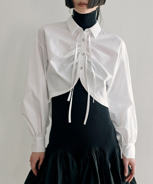 トップス SORIN / Broad Curved Hem Ribbon Shirt SORIN（ソリン ）の「Broad Curved Hem Ribbon Shirt（シャツ/ブラウス