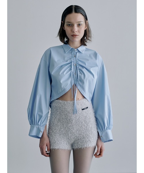 ブラウス シャツ Broad Curved Hem Ribbon Shirt レディース セール】Broad Curved Hem Ribbon Shirt（シャツ/ブラウス