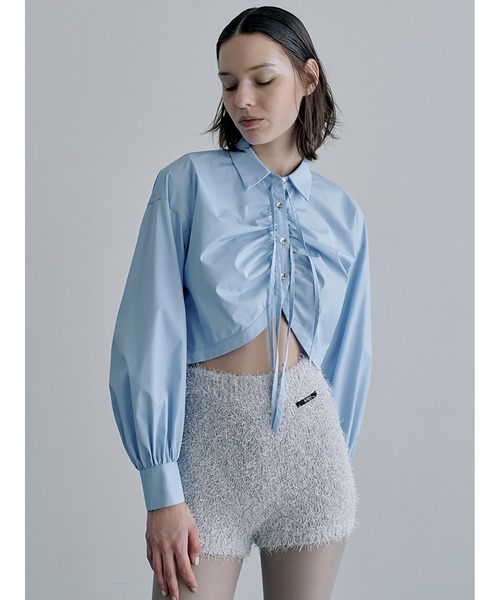 SORIN / Broad Curved Hem Ribbon Shirt