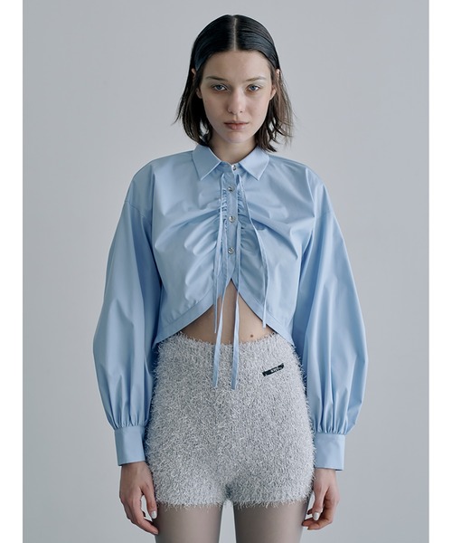 SORIN（ソリン　）の「Broad Curved Hem Ribbon Shirt（シャツ/ブラウス・レディース・ホワイト/ブラック/サックスブルー・38）」の6枚目の写真