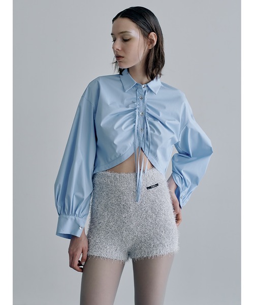 SORIN（ソリン　）の「Broad Curved Hem Ribbon Shirt（シャツ/ブラウス・レディース・ホワイト/ブラック/サックスブルー・38）」の7枚目の写真