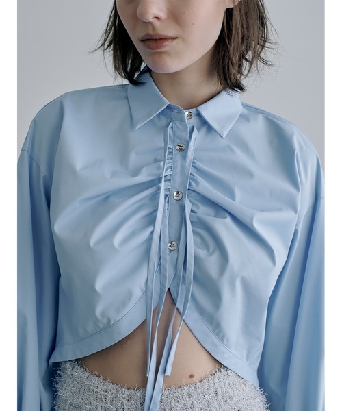 セール】Broad Curved Hem Ribbon Shirt（シャツ/ブラウス