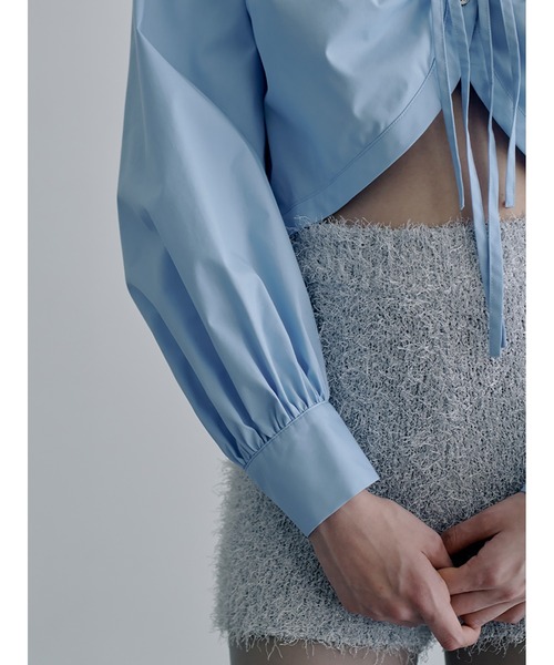 SORIN / Broad Curved Hem Ribbon Shirt