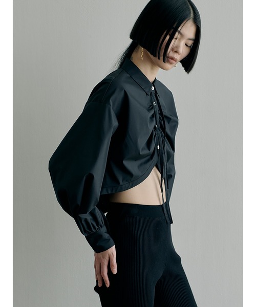 ブラウス シャツ Broad Curved Hem Ribbon Shirt レディース セール】Broad Curved Hem Ribbon Shirt（シャツ/ブラウス