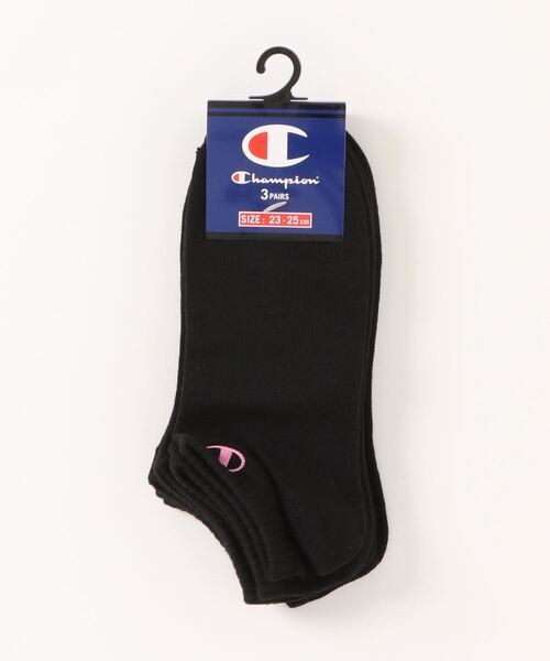 Champion（チャンピオン）の「【CHAMPION/チャンピオン】　WOMEN'S 3Pソックス　CWSCY401（ソックス/靴下・レディース・ブラック/ホワイト・SMALL）」の2枚目の写真