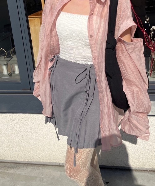 nemne store(ネンネストア)の「《Delfy》ダブルリボンジッププリーツスカート(スカート・レディース・ブラック/グレー・MEDIUM/SMALL)」の15枚目の写真