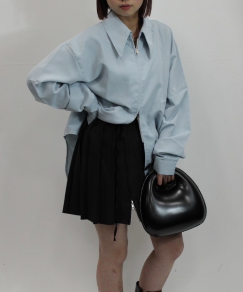 nemne store(ネンネストア)の「《Delfy》ダブルリボンジッププリーツスカート(スカート・レディース・ブラック/グレー・MEDIUM/SMALL)」の5枚目の写真