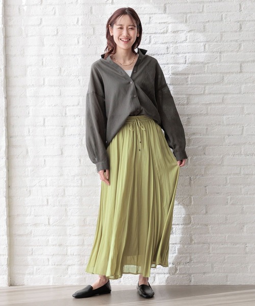 GLOBAL WORK(グローバルワーク)の「イージーケアシアーシャツ長袖/976694(シャツ/ブラウス・レディース・グレイッシュベージュ/アイボリー/カーキ/チャコール/コーラルピンク/サックスブルー・FREE)」の18枚目の写真