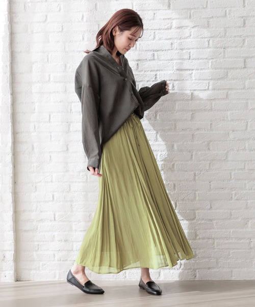 GLOBAL WORK(グローバルワーク)の「イージーケアシアーシャツ長袖/976694(シャツ/ブラウス・レディース・グレイッシュベージュ/アイボリー/カーキ/チャコール/コーラルピンク/サックスブルー・FREE)」の14枚目の写真
