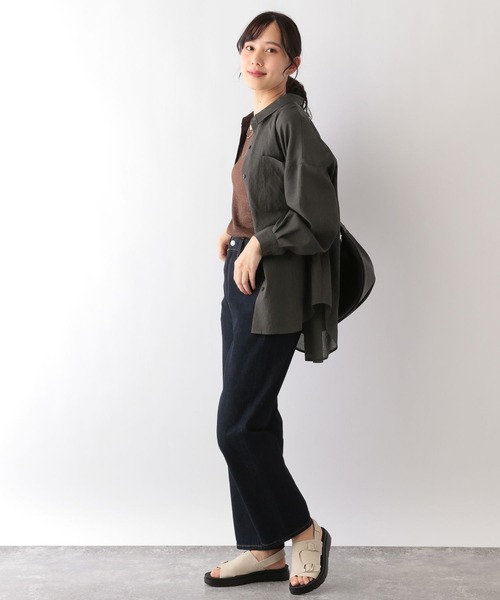 GLOBAL WORK(グローバルワーク)の「イージーケアシアーシャツ長袖/976694(シャツ/ブラウス・レディース・グレイッシュベージュ/アイボリー/カーキ/チャコール/コーラルピンク/サックスブルー・FREE)」の9枚目の写真