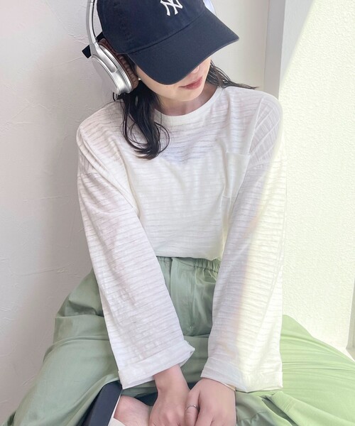 fredy emue（フレディエミュ）の「【新色登場！】シアーボーダーロンT（Tシャツ/カットソー・レディース・ピンク系その他/ブルー系その他2/ブラック系その他/ホワイト系その他/ブルー系その他/ベージュ系その他・38）」の14枚目の写真