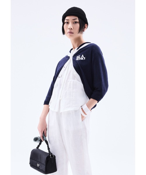 EMPORIO ARMANI（エンポリオアルマーニ）の「【エンポリオ アルマーニ】クルーネックブラウス ピュアリネン 起毛ディテール（シャツ/ブラウス・レディース・ホワイト・40/38/36）」の4枚目の写真