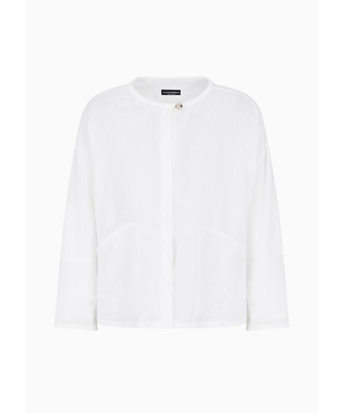 EMPORIO ARMANI（エンポリオアルマーニ）の「【エンポリオ アルマーニ】クルーネックブラウス ピュアリネン 起毛ディテール（シャツ/ブラウス・レディース・ホワイト・40/38/36）」の6枚目の写真