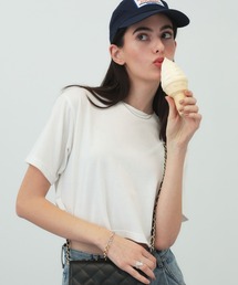 saloon | SALOON(サルーン)/　クロップドＴシャツ　半袖　ショート丈(Tシャツ/カットソー)