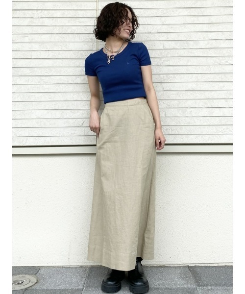 DT MaxMara ★ コットン製 マキシ スカート RIBES ベージュ セール】コットンリネン マキシスカート（スカート）｜GAP