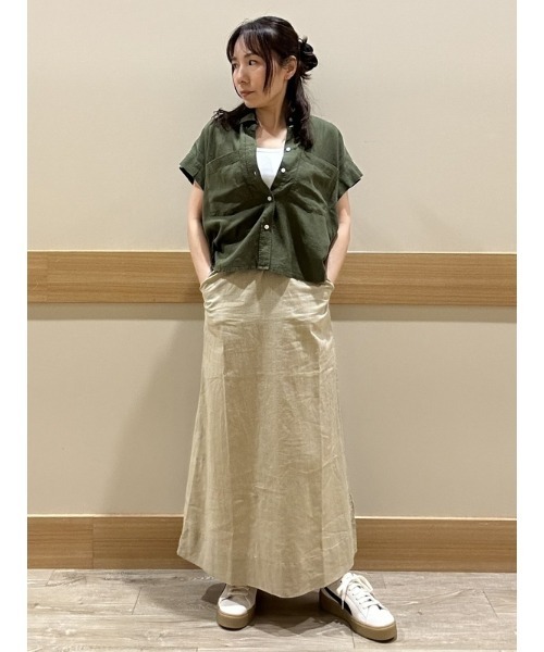 DT MaxMara ★ コットン製 マキシ スカート RIBES ベージュ セール】コットンリネン マキシスカート（スカート）｜GAP