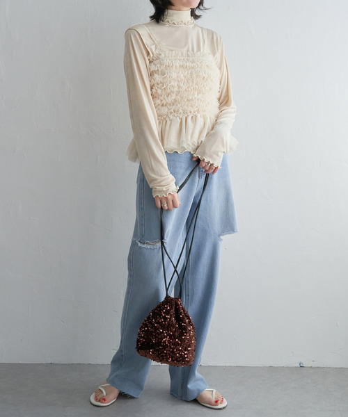 VENCEEXCHANGE(ヴァンスエクスチェンジ)の「チュールキャミソール(キャミソール・レディース・オフホワイト/ブラック・FREE)」の15枚目の写真