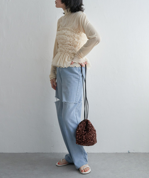 VENCEEXCHANGE(ヴァンスエクスチェンジ)の「チュールキャミソール(キャミソール・レディース・オフホワイト/ブラック・FREE)」の16枚目の写真