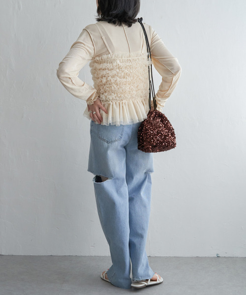 VENCEEXCHANGE(ヴァンスエクスチェンジ)の「チュールキャミソール(キャミソール・レディース・オフホワイト/ブラック・FREE)」の17枚目の写真