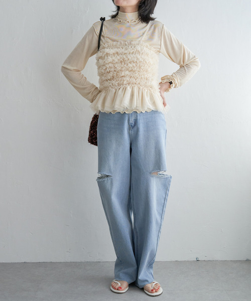 VENCEEXCHANGE(ヴァンスエクスチェンジ)の「チュールキャミソール(キャミソール・レディース・オフホワイト/ブラック・FREE)」の19枚目の写真