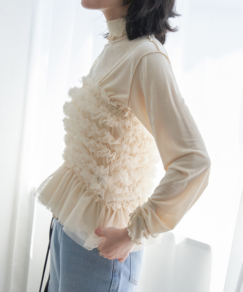 VENCEEXCHANGE(ヴァンスエクスチェンジ)の「チュールキャミソール(キャミソール・レディース・オフホワイト/ブラック・FREE)」の9枚目の写真