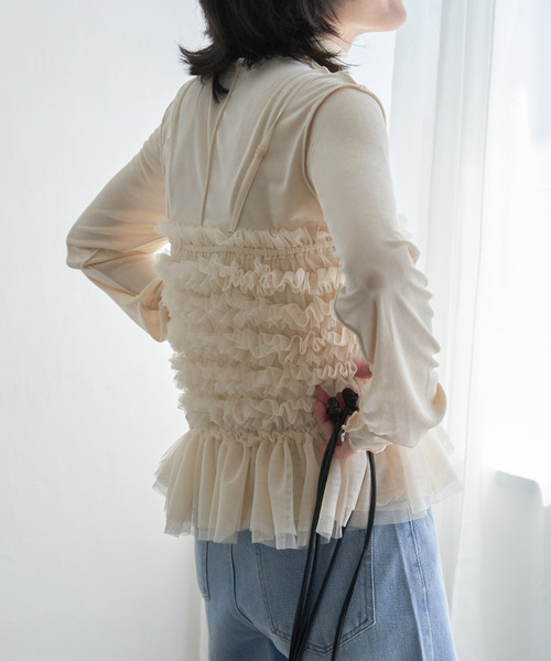 VENCEEXCHANGE(ヴァンスエクスチェンジ)の「チュールキャミソール(キャミソール・レディース・オフホワイト/ブラック・FREE)」の12枚目の写真