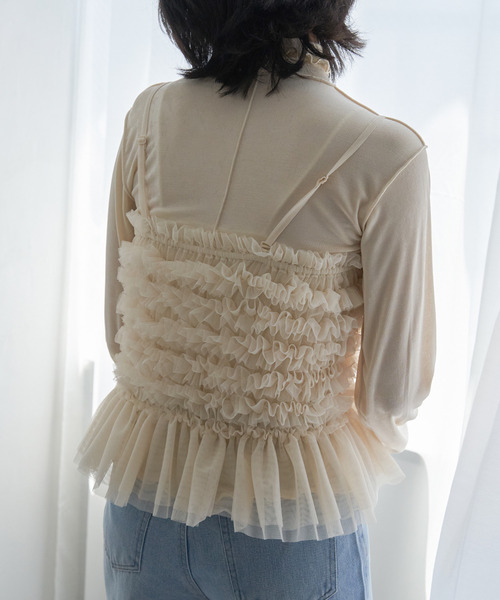 VENCEEXCHANGE(ヴァンスエクスチェンジ)の「チュールキャミソール(キャミソール・レディース・オフホワイト/ブラック・FREE)」の13枚目の写真