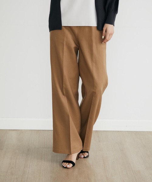 INED（イネド）の「Cu/C/Liツイル リラックスワイドパンツ（その他パンツ・レディース・ブラック/ベージュ/グリーン・9号/7号）」の2枚目の写真