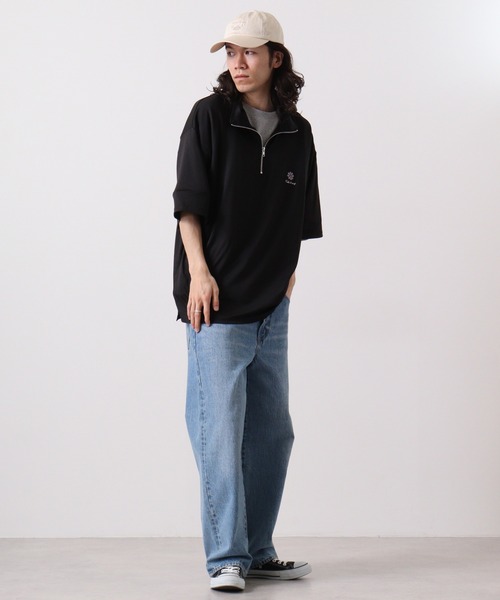 Naive magic(ナイーブマジック)の「ジョーゼット ワンポイント刺繍 半袖ハーフジップ(Tシャツ/カットソー・メンズ・ブラック/グレイッシュベージュ/ブルー・M/L)」の22枚目の写真