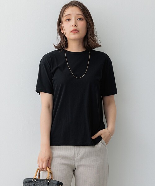 23区(ニジュウサンク)の「【SLOW/WEB限定】シアーツイストシングルジャージー Tシャツ(Tシャツ/カットソー・レディース・ブラック系/グレー系/ベージュ系/ローズ系・32)」の3枚目の写真