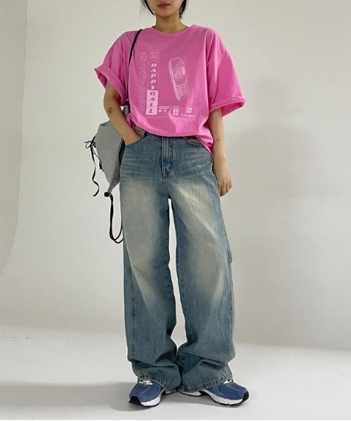 by muni:r（バイ ムニール）の「斜線スリットルーズフィットデニムパンツ（デニムパンツ・レディース・ブルー/ライトブルー・MEDIUM/SMALL）」の18枚目の写真